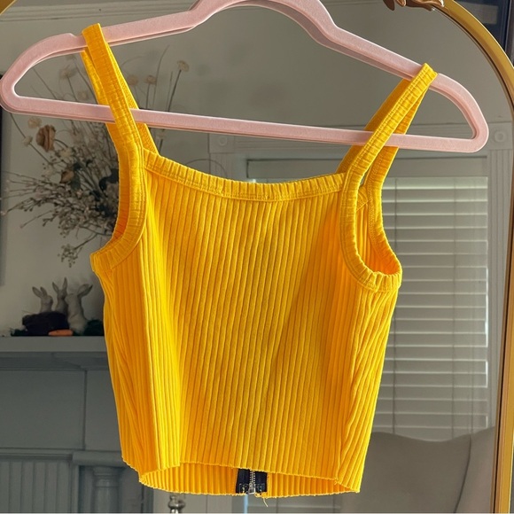 NWOT COTTON CITIZEN Ibiza Front Zip Crop Ribbed Bra Top in Yellow XS - Picture 6 of 6